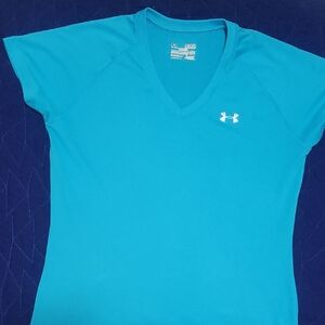 Under Armour Women's Bright Teal V-Neck Short Sleeve Performance Tee